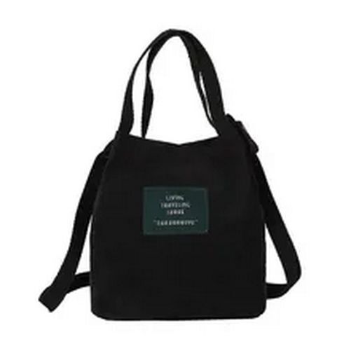 Retro Corduroy Canvas Simple Literary Shoulder Bucket Cloth Bag Purse 19*20*12CM