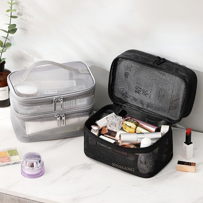 Transparent Mesh Purse Cosmetics Makeup Toiletries Traveling Organizer Bag 1 PC