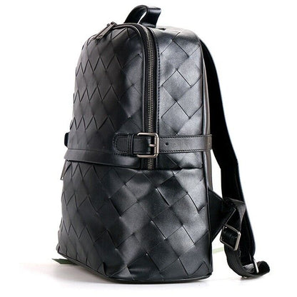 Top Real Leathe Handmade Weaving Men's Backpack, Travel Breathable Bag Rucksack
