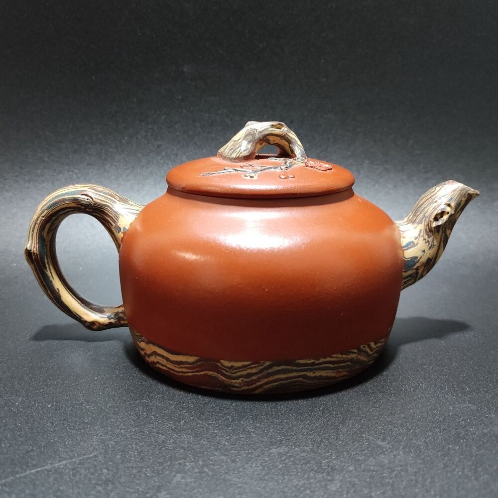 Vintage Chinese Yixing Purple Clay Teapot Zisha Ceramic Plum Blossom Teaware Art