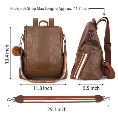 Women's PU Leather Backpack Travel Anti-theft Shoulder Bag Purse Satchel Handbag