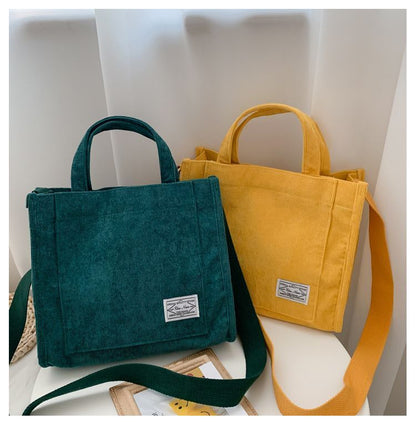 Handbag Corduroy Ladies Bag Single Shoulder Bag Buckle Messenger Small Square