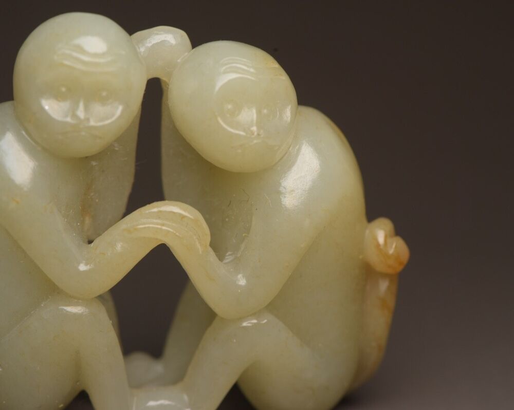 Chinese Natural Hetian Jade Carving Monkey Statue Nice Sculpture Art Collection