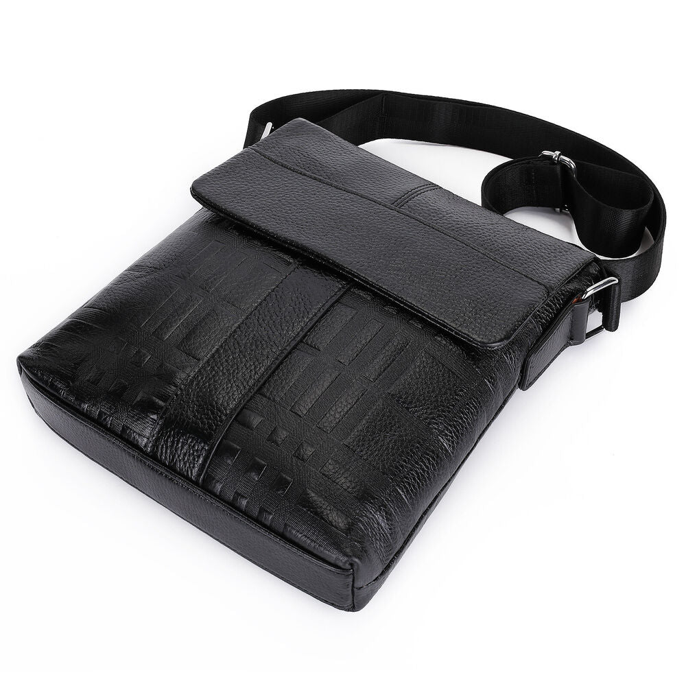 100% Genuine Leather Men's Embossing Business 8" Sling Shoulder/Messenger Bag