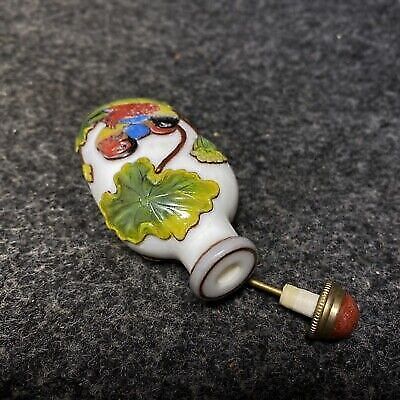 vintage chinese carved peking glass snuff bottle rare lovers bird boxes beijing