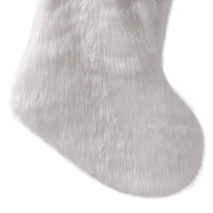 Christmas Decorations White Plush Stocking Gift Bags Fireplace Ornaments 47x27cm