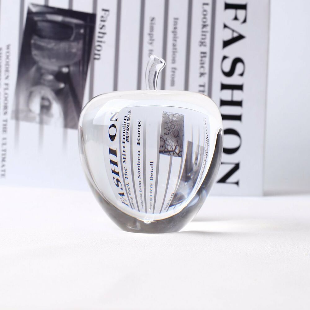 Clear Crystal Glass Apple Paperweight Home Decoration Teacher Appreciation Gift