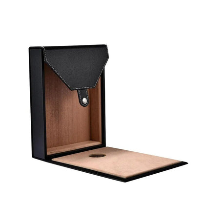 Wooden Cigar Humidor Box PU Leather Cedar Wood Travel Storage Case 22x16.5x4.5cm
