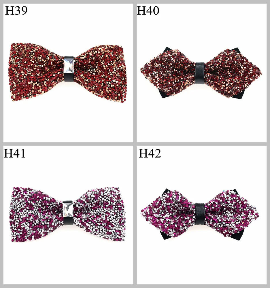 Men Bowtie Diamond Luxury Crystal Gem Tie Fashion Wedding Party Neckwear Banquet