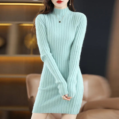 Women's 100% Pure Mink Cashmere Sweater Mink Fleece Dress Sweater Long