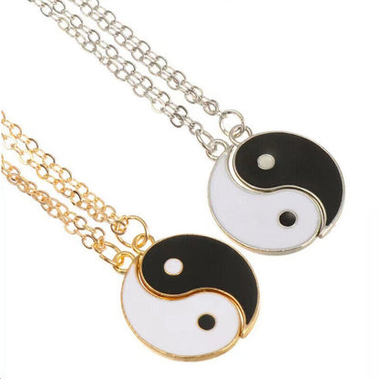Best Friends Matching Necklace Tai Chi Bagua Yin Yang Pendant Couple Necklace