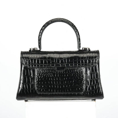 Black Alligator Crocodile Belly Skin Handbag, New Desinger Women's Shouler Bag