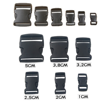 Black Plastic Side Release Clip Buckle Adjustable Webbing Bag Strap Clip Buckles