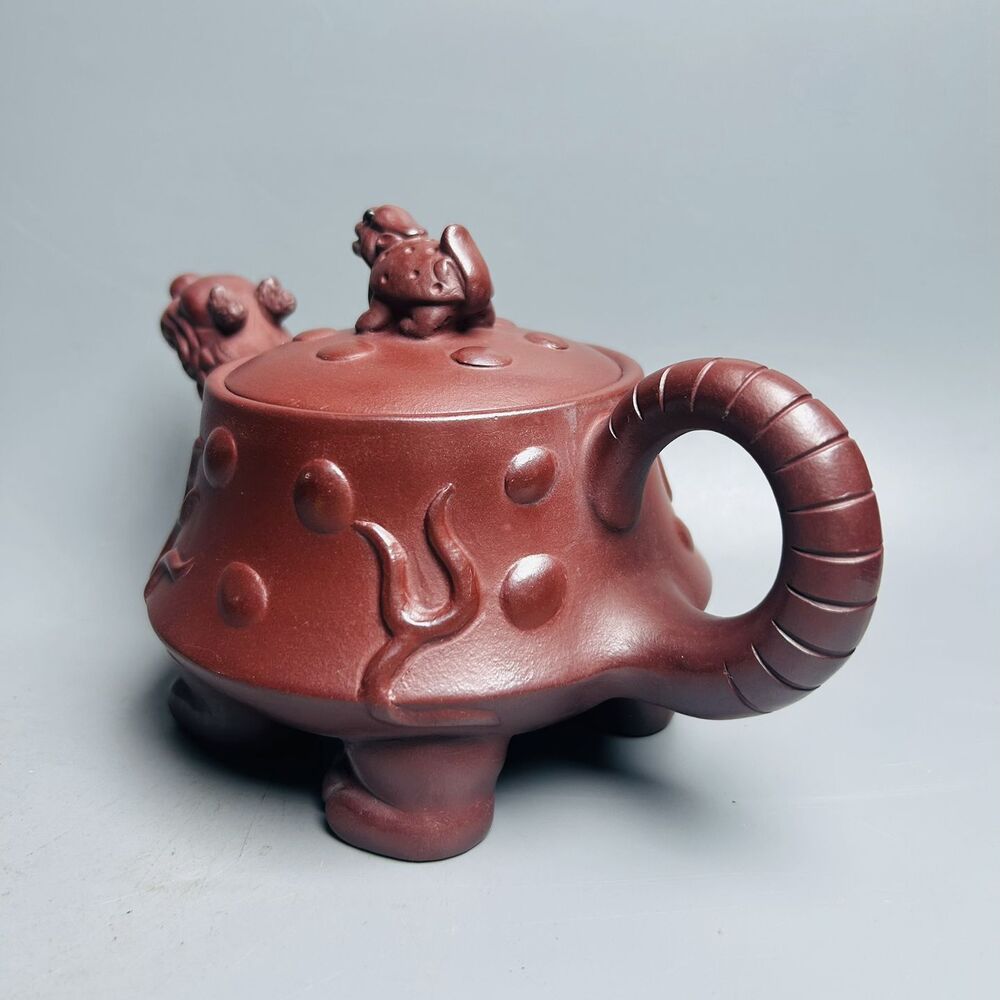 Chinese Yixing Purple Clay Teapot Zisha Ceramic Carving Dragon Turtle Teaware