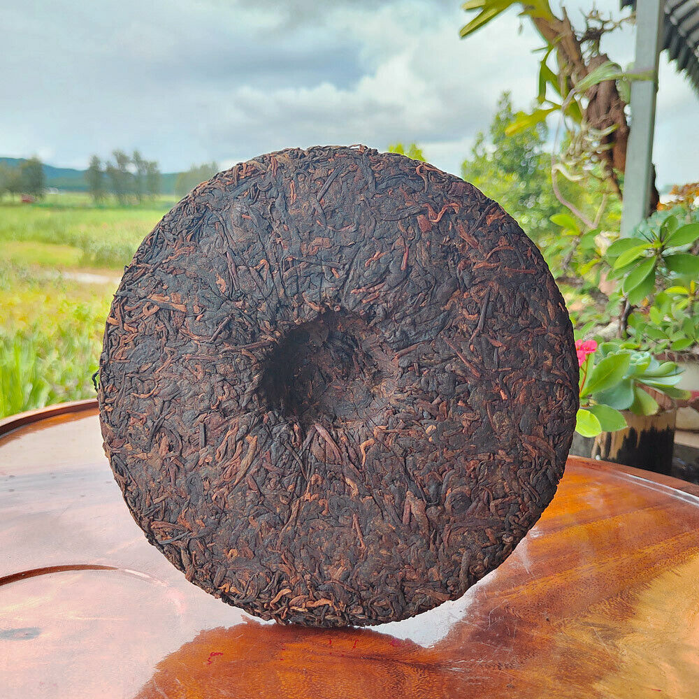 357g Old Panzhang Pu'er Ripe Tea Cake Menghai Aged Pu'er Tea Cake HongJinYin