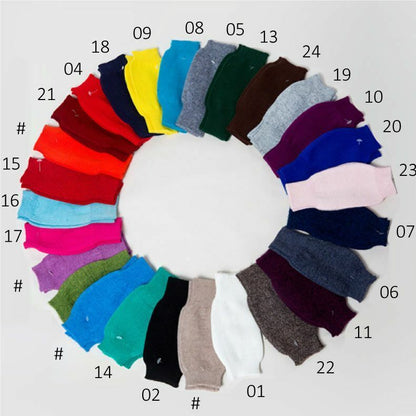 Women Winter Gloves Cashmere Knitted Cotton Fingerless Warm Stretch Half Mittens
