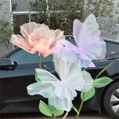 Simulation Flower 50cm Large Mesh Butterfly Display DIY Wedding Decoration Props