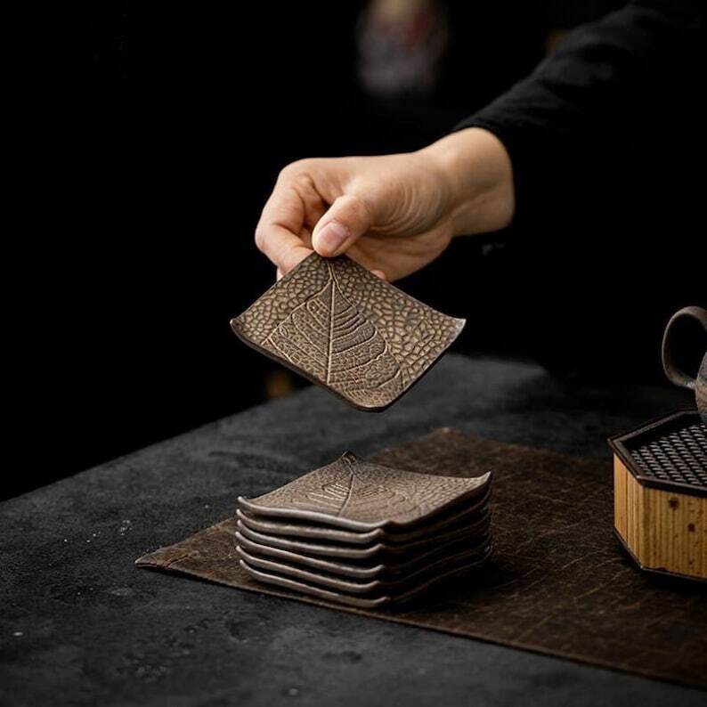 Ceramic Leaf Tea Coaster|Coffee Coaster|Tea Ceremony Accessories
