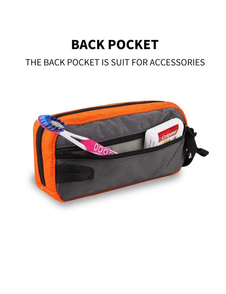 GOX Travel Toiletry Bag Dopp Kit 7.9x4.0x2.2 Inch (Pack of 1), Grey/Orange