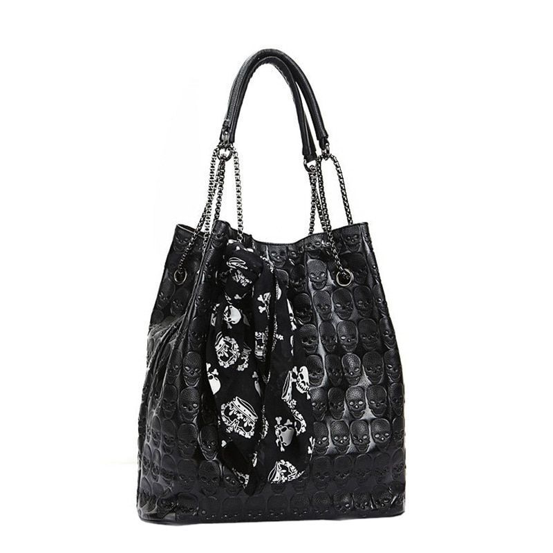 Handbag Large Women Tote Bag Skull Purse Skeleton Synthetic Leather 25*32*17 CM
