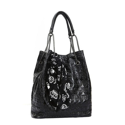 Handbag Large Women Tote Bag Skull Purse Skeleton Synthetic Leather 25*32*17 CM