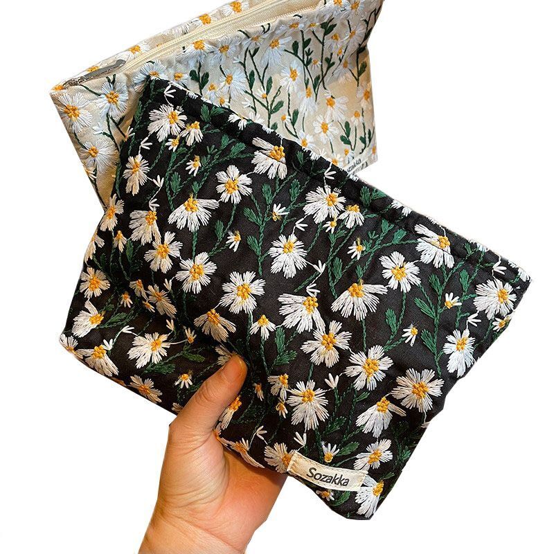 Floral Print Cosmetic Bag Pencil Case Travel Makeup Lipsticks Brushes Pouch 1 PC
