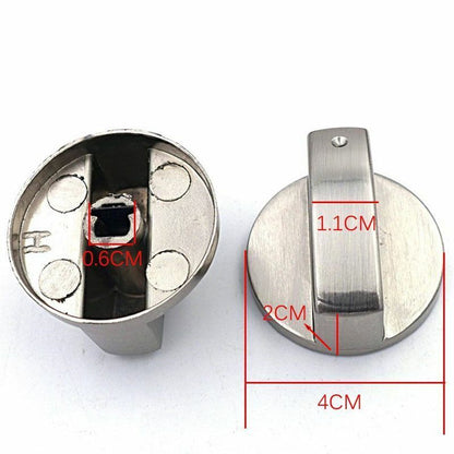 4Pcs/Lot Universal Metal Silver Gas Stove Cooker Knob 6mm Surface Cookware Parts