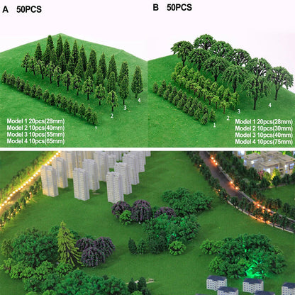 Artificial Miniature Tree 50Pcs Plastic Train Model Scenery Railroad Decorations
