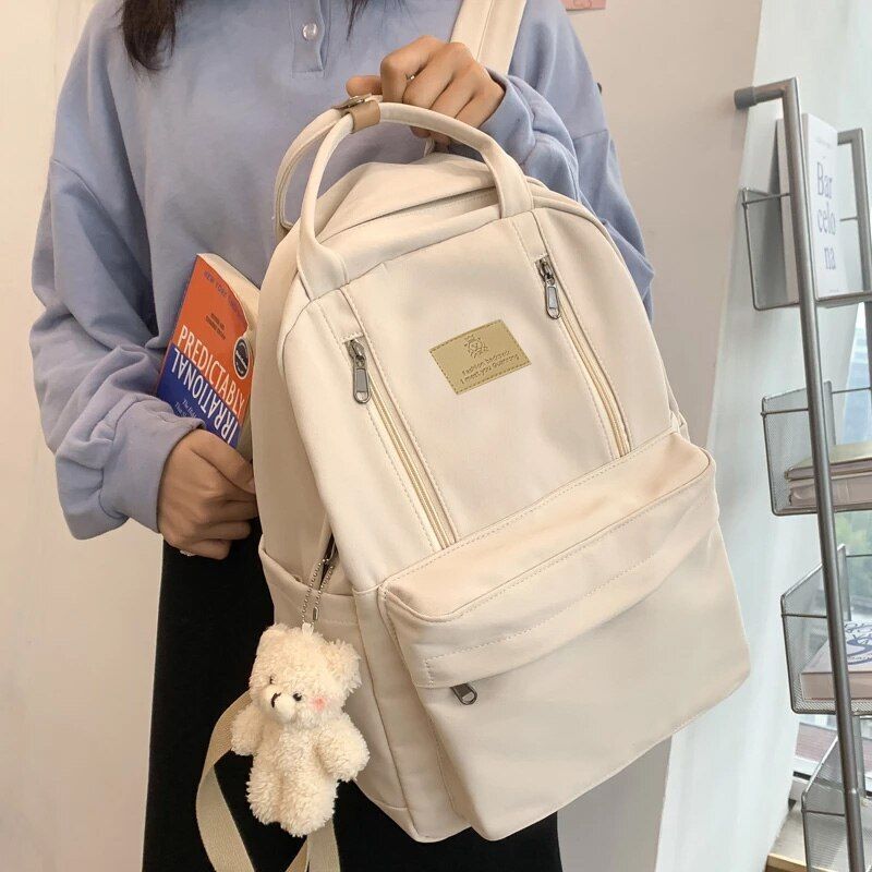 Double Zipper Backpack Buckle Travel Bag Laptop Backpack Student Schoolbag Nylon