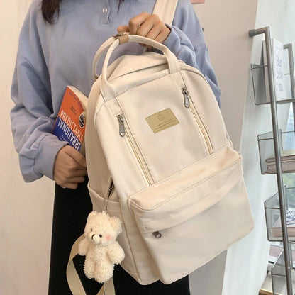 Double Zipper Backpack Buckle Travel Bag Laptop Backpack Student Schoolbag Nylon
