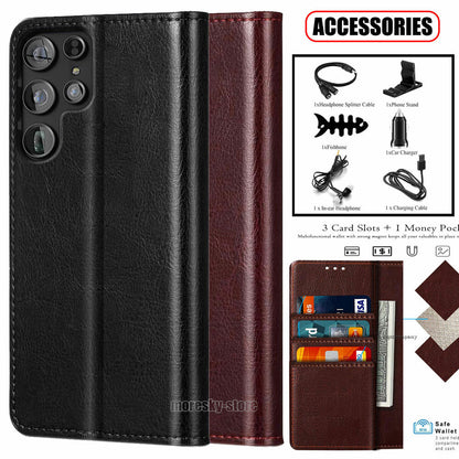 For Samsung Galaxy S22 Ultra/+ 5G Case Leather Wallet Flip Stand Cover Accessory