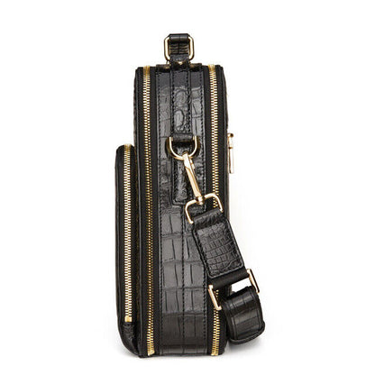 Handcrafted Crocodile Skin Leather 12" Men's Luxury Shoulder/Messenger Handbags
