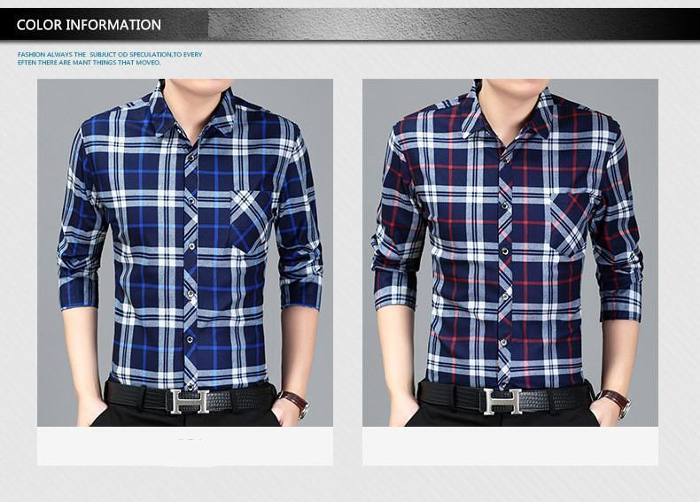 Camisa Con Botones a Cuadros Para Hombres Ropa Elegante De Manga Larga Negocios