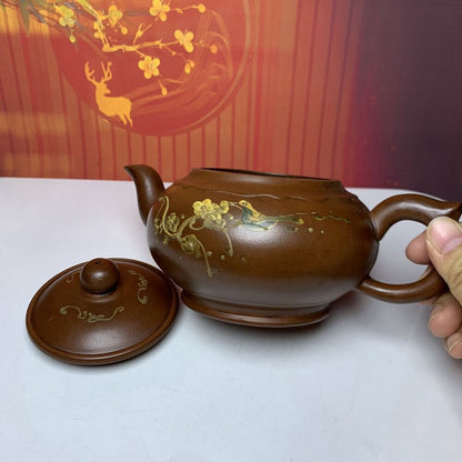 Chinese Yixing Purple Clay Teapot Zisha Ceremony Painted Nice Teaware Collection