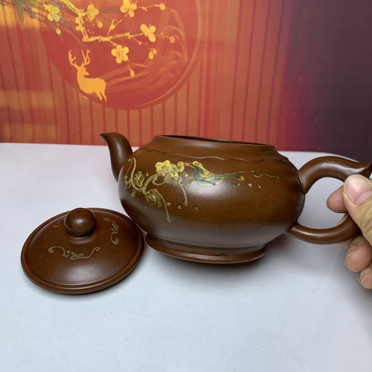 Chinese Yixing Purple Clay Teapot Zisha Ceremony Painted Nice Teaware Collection