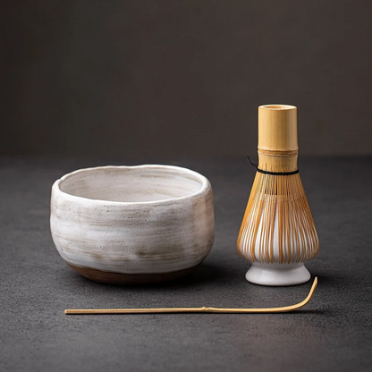 Embersceramic Ceramic Matcha Set with Bamboo Whisk and Chasen Holders