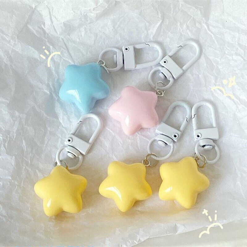 1Pc Cute Star Keychains Headphone Cover Keyring Cartoon Charm Bag Pendants Charm