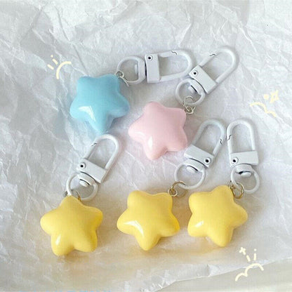1Pc Cute Star Keychains Headphone Cover Keyring Cartoon Charm Bag Pendants Charm