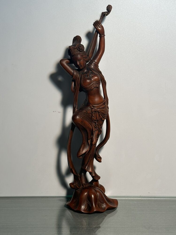 Chinese Boxwood Carving Four Pretty Woman Statue Wood Figurines Decoration Art