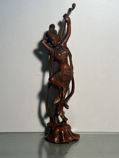 Chinese Boxwood Carving Four Pretty Woman Statue Wood Figurines Decoration Art