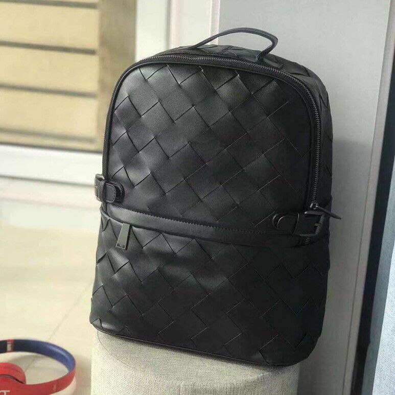 Top Real Leathe Handmade Weaving Men's Backpack, Travel Breathable Bag Rucksack