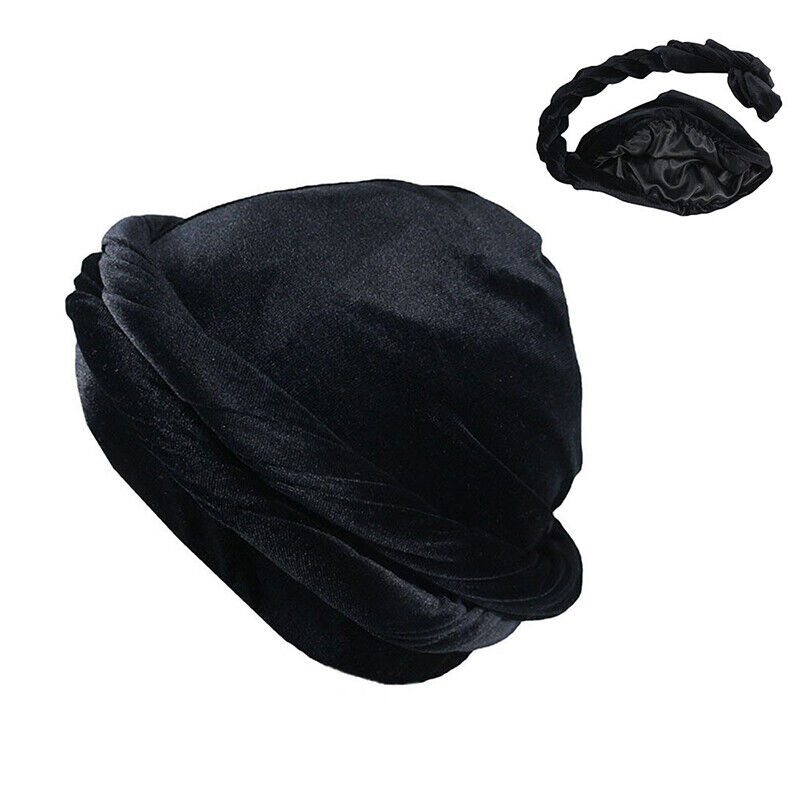 Men Halo Turban Satin Silk Lined Elastic Men Turban Head Wrap Headband Caps