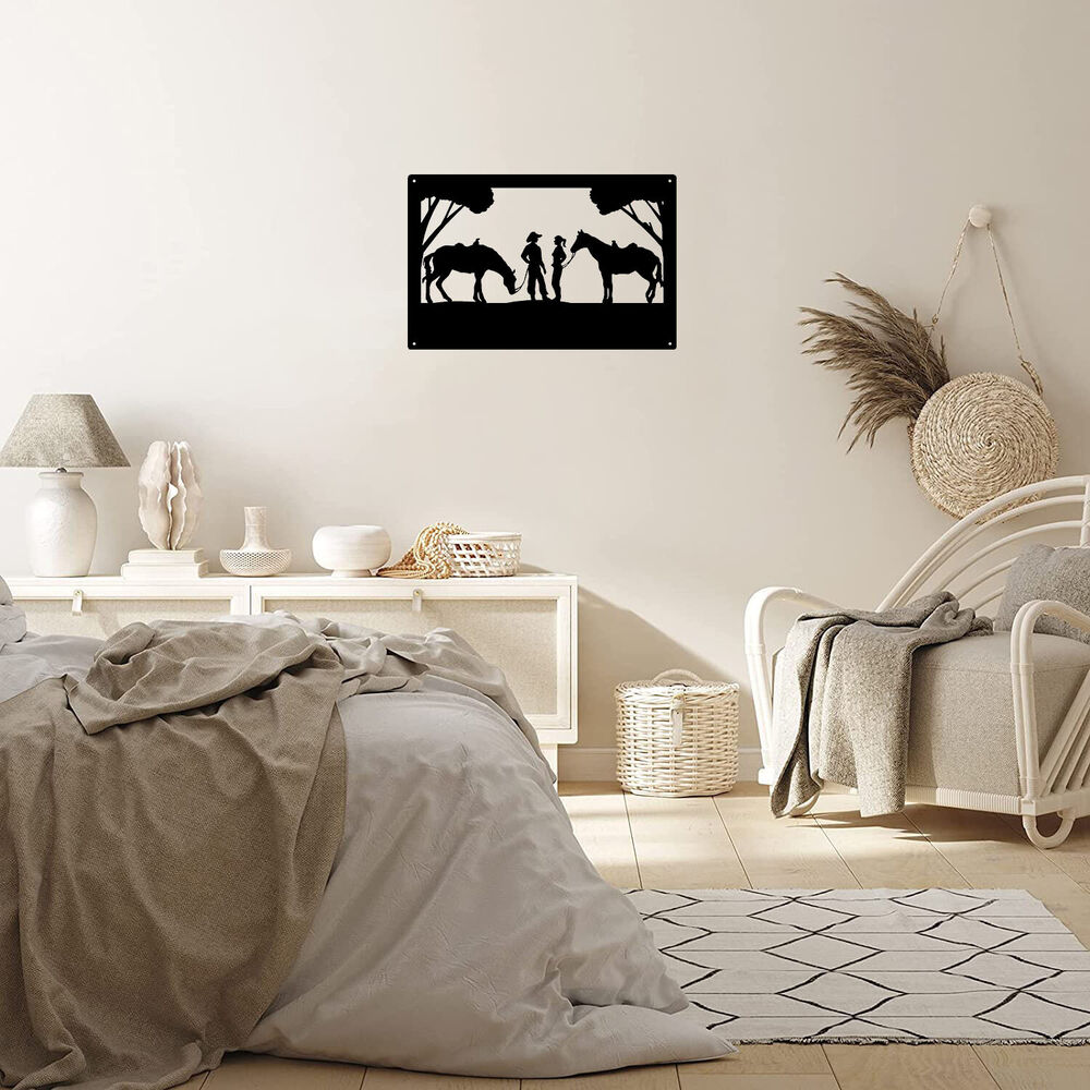 Chance Meeting Cowboy and Cowgirl Wall Art (13.5 x 9) Metal Wall Art