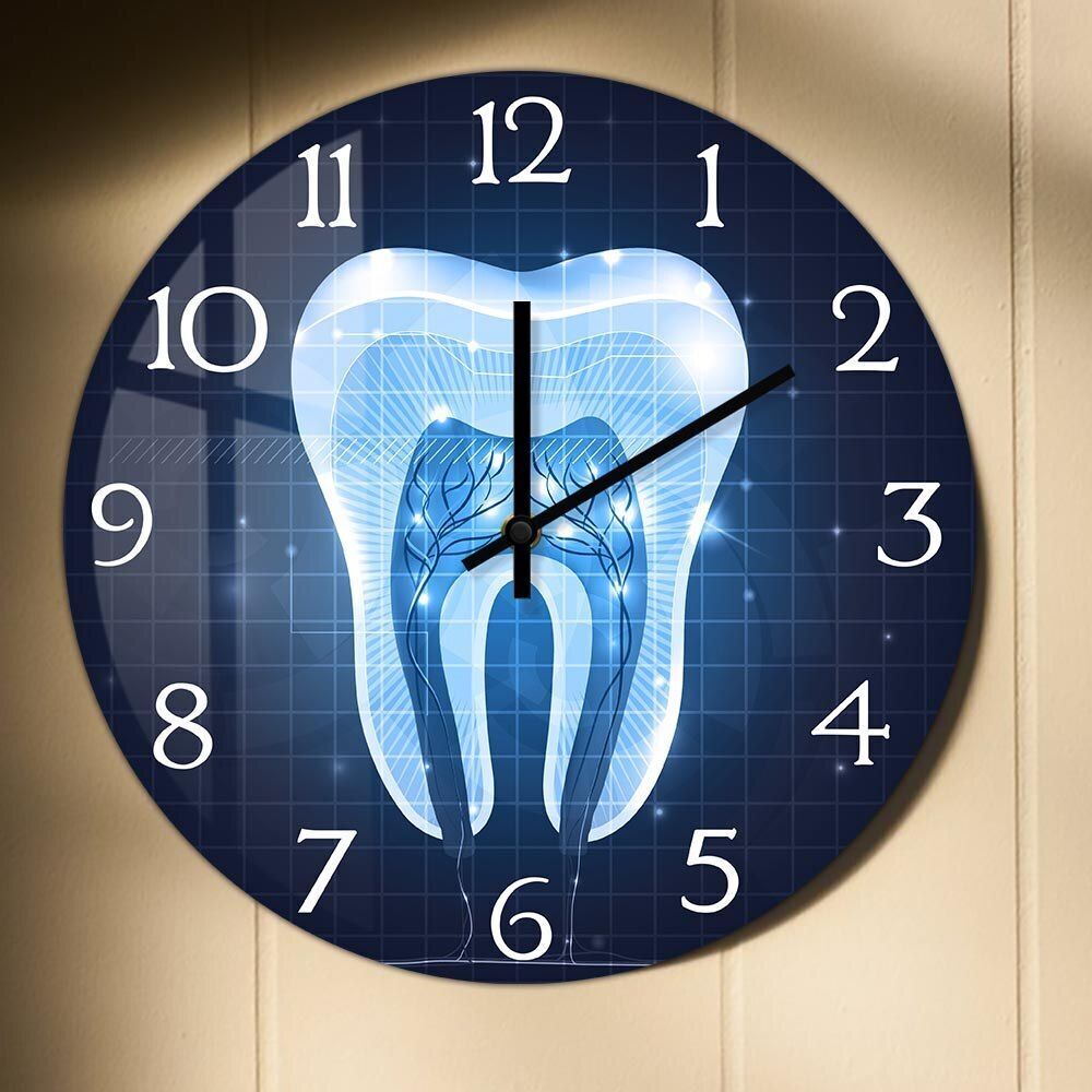 Wall Clocks Blue Dental Clinic Office Tooth Section Anatomy Quartz Watch 30x30cm