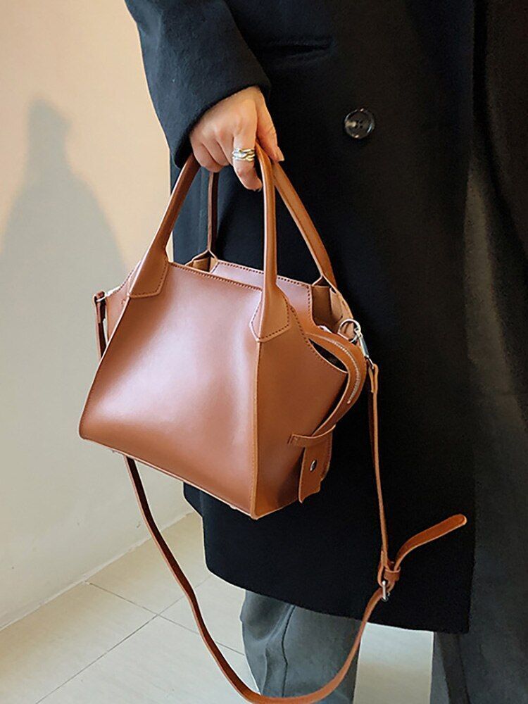 Large Bucket Bag Simple Solid Shoulder Crossbody Bag Tote Handbags 16*20*20 CM