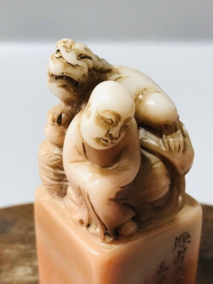 antique chinese carved shoushan stone statue seal carving tianhuang buddha rare