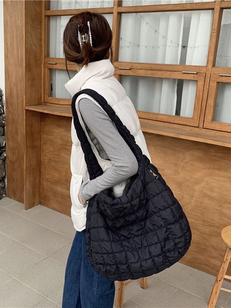 Shoulder Bag Soft Jacket Fabric Fashion Messenger Bags Elegant Black White Purse