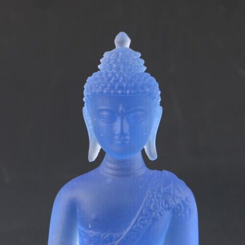 Chinese Exquisite Glazed Handwork Carved Medicine Buddha sakyamuni Statue