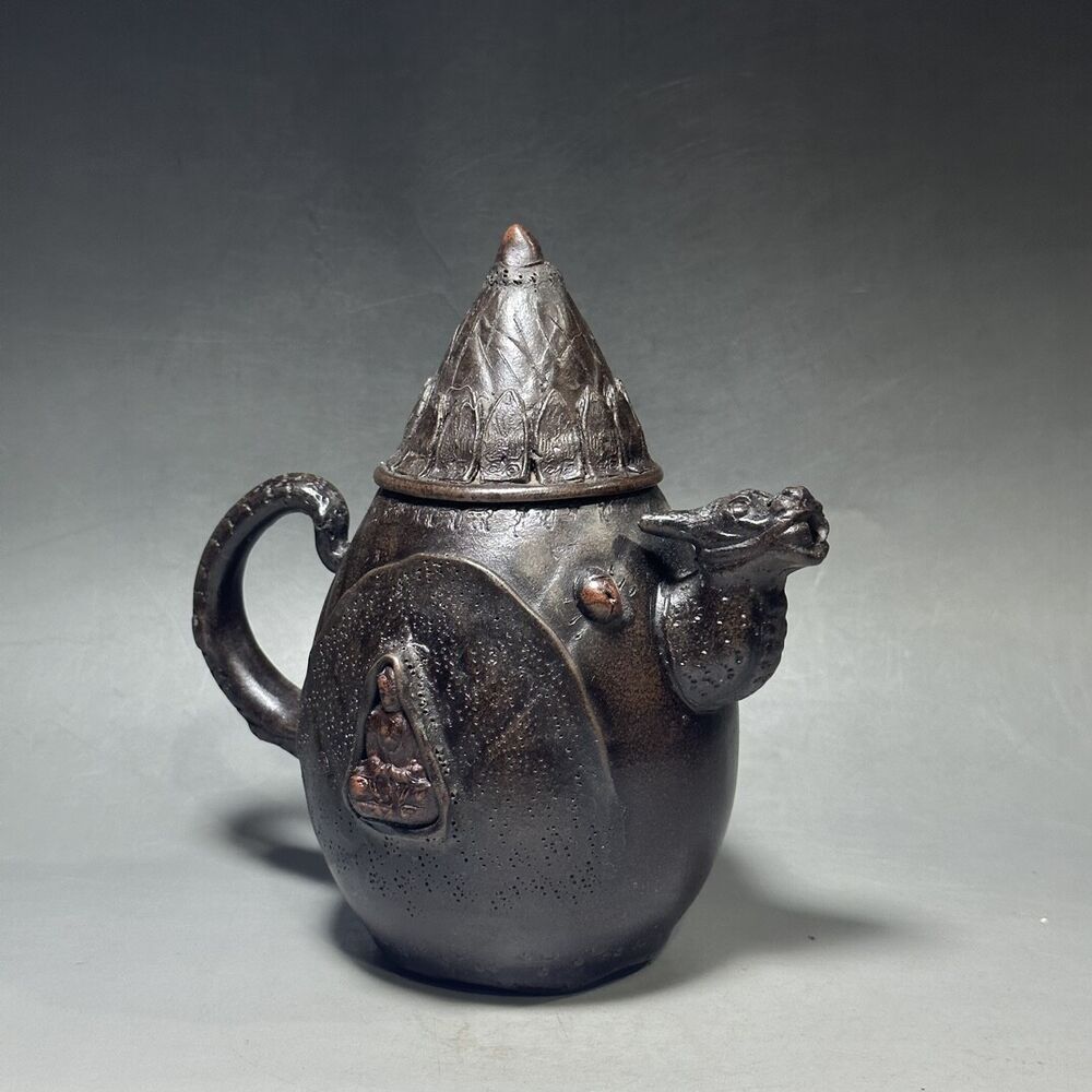 vintage chinese yixing purple clay teapot zisha ceremony carving Collectible art