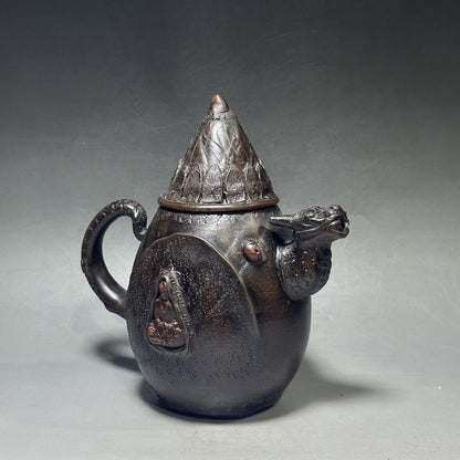 vintage chinese yixing purple clay teapot zisha ceremony carving Collectible art